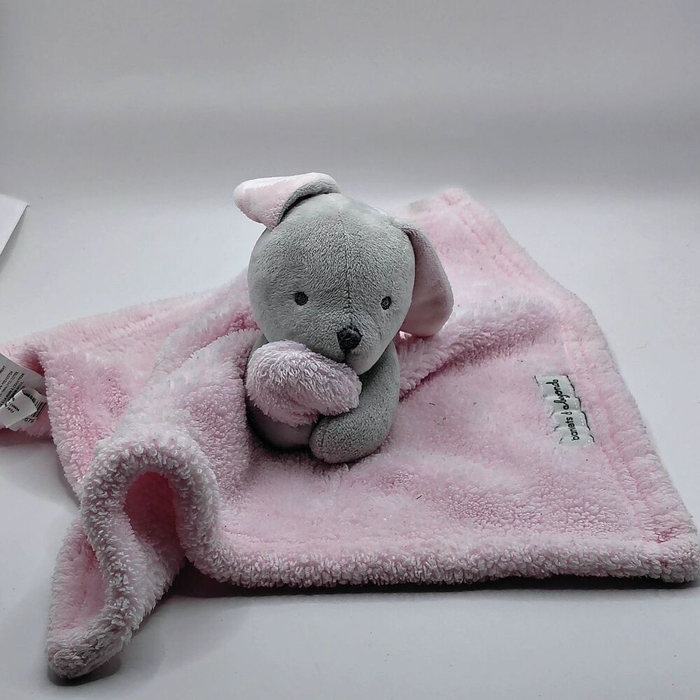 Blankets And Beyond Gray Bunny Rabbit Pink Plush Security Blanket Lovey